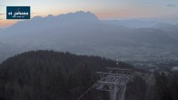 Archiv Foto Webcam St. Johann/Tirol: Blick von der Bergstation Harschbichl 19:00