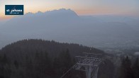 Archiv Foto Webcam St. Johann/Tirol: Blick von der Bergstation Harschbichl 19:00