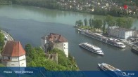 Archiv Foto Webcam Passau: Blick von der Veste Oberhaus auf Donau und Altstadt 14:00