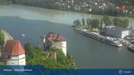 Archiv Foto Webcam Passau: Blick von der Veste Oberhaus auf Donau und Altstadt 15:00