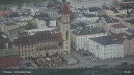 Archiv Foto Webcam Passau: Blick von der Veste Oberhaus auf Donau und Altstadt 08:00