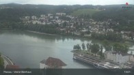 Archiv Foto Webcam Passau: Blick von der Veste Oberhaus auf Donau und Altstadt 12:00