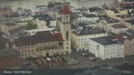 Archiv Foto Webcam Passau: Blick von der Veste Oberhaus auf Donau und Altstadt 07:00