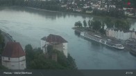 Archiv Foto Webcam Passau: Blick von der Veste Oberhaus auf Donau und Altstadt 02:00