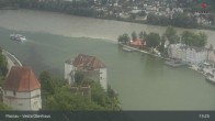 Archiv Foto Webcam Passau: Blick von der Veste Oberhaus auf Donau und Altstadt 12:00