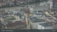 Archiv Foto Webcam Passau: Blick von der Veste Oberhaus auf Donau und Altstadt 08:00