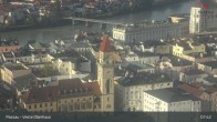 Archiv Foto Webcam Passau: Blick von der Veste Oberhaus auf Donau und Altstadt 08:00