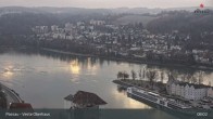 Archiv Foto Webcam Passau: Blick von der Veste Oberhaus auf Donau und Altstadt 07:00