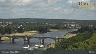 Archiv Foto Webcam Dresden Terrassenufer - Blick auf die Altstadt 13:00