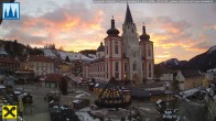 Archiv Foto Webcam Hauptplatz in Mariezell mit Basilika 06:00