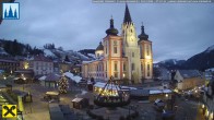 Archiv Foto Webcam Hauptplatz in Mariezell mit Basilika 07:00