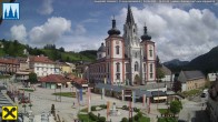 Archiv Foto Webcam Hauptplatz in Mariezell mit Basilika 13:00
