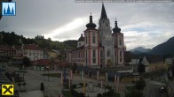 Archiv Foto Webcam Hauptplatz in Mariezell mit Basilika 06:00