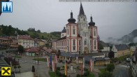 Archiv Foto Webcam Hauptplatz in Mariezell mit Basilika 17:00