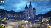 Archiv Foto Webcam Hauptplatz in Mariezell mit Basilika 06:00