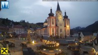 Archiv Foto Webcam Hauptplatz in Mariezell mit Basilika 06:00