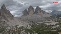 Archiv Foto Webcam Blick auf die 3 Zinnen von der Dreizinnenhütte 17:00