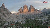 Archiv Foto Webcam Blick auf die 3 Zinnen von der Dreizinnenhütte 19:00