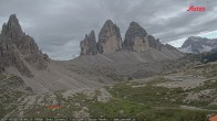 Archiv Foto Webcam Blick auf die 3 Zinnen von der Dreizinnenhütte 15:00