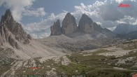 Archiv Foto Webcam Blick auf die 3 Zinnen von der Dreizinnenhütte 15:00
