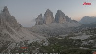 Archiv Foto Webcam Blick auf die 3 Zinnen von der Dreizinnenhütte 19:00