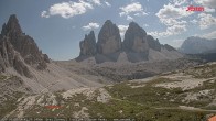 Archiv Foto Webcam Blick auf die 3 Zinnen von der Dreizinnenhütte 13:00