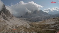 Archiv Foto Webcam Blick auf die 3 Zinnen von der Dreizinnenhütte 15:00