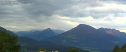 Archived image Webcam View of Walgau, Hoher Fraßen and Breithorn from Gampelün 19:00