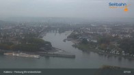 Archiv Foto Webcam Koblenz: Blick von der Festung auf Seilbahn und Deutsches Eck 07:00
