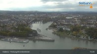 Archiv Foto Webcam Koblenz: Blick von der Festung auf Seilbahn und Deutsches Eck 14:00