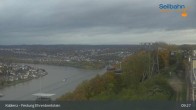 Archiv Foto Webcam Koblenz: Blick von der Festung auf Seilbahn und Deutsches Eck 08:00