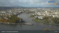 Archiv Foto Webcam Koblenz: Blick von der Festung auf Seilbahn und Deutsches Eck 10:00