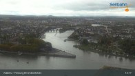 Archiv Foto Webcam Koblenz: Blick von der Festung auf Seilbahn und Deutsches Eck 12:00