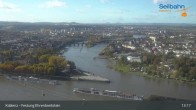 Archiv Foto Webcam Koblenz: Blick von der Festung auf Seilbahn und Deutsches Eck 12:00