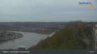 Archiv Foto Webcam Koblenz: Blick von der Festung auf Seilbahn und Deutsches Eck 12:00