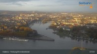 Archiv Foto Webcam Koblenz: Blick von der Festung auf Seilbahn und Deutsches Eck 07:00