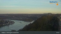 Archiv Foto Webcam Koblenz: Blick von der Festung auf Seilbahn und Deutsches Eck 07:00