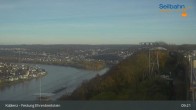 Archiv Foto Webcam Koblenz: Blick von der Festung auf Seilbahn und Deutsches Eck 08:00