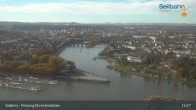 Archiv Foto Webcam Koblenz: Blick von der Festung auf Seilbahn und Deutsches Eck 12:00