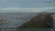 Archiv Foto Webcam Koblenz: Blick von der Festung auf Seilbahn und Deutsches Eck 08:00