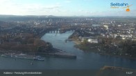 Archiv Foto Webcam Koblenz: Blick von der Festung auf Seilbahn und Deutsches Eck 12:00