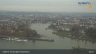 Archiv Foto Webcam Koblenz: Blick von der Festung auf Seilbahn und Deutsches Eck 08:00
