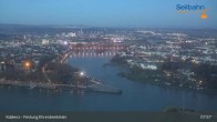 Archiv Foto Webcam Koblenz: Blick von der Festung auf Seilbahn und Deutsches Eck 07:00