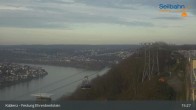 Archiv Foto Webcam Koblenz: Blick von der Festung auf Seilbahn und Deutsches Eck 14:00