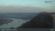 Archiv Foto Webcam Koblenz: Blick von der Festung auf Seilbahn und Deutsches Eck 08:00