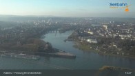 Archiv Foto Webcam Koblenz: Blick von der Festung auf Seilbahn und Deutsches Eck 12:00