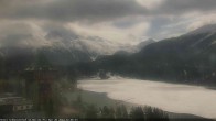 Archived image Webcam St. Moritz village Hotel Badrutt's Palace together with lake St. Moritz 09:00