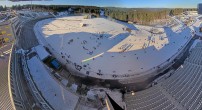 Archived image Webcam Oberhof: View Biathlon Stadium 13:00