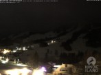 Archived image Webcam View of the kids hotel Oberjoch at the slopes in front 01:00