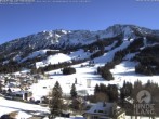 Archived image Webcam View of the kids hotel Oberjoch at the slopes in front 13:00